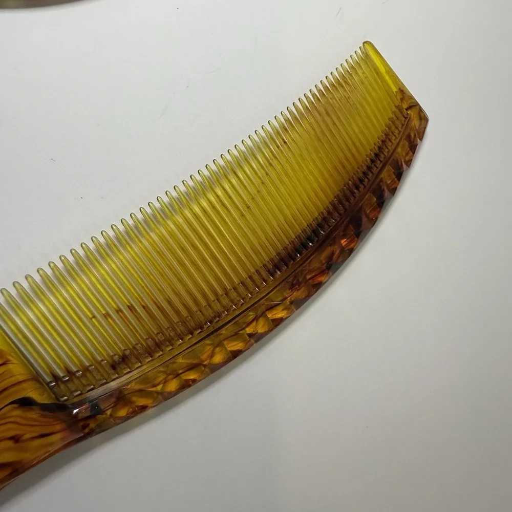 Antique Victorian Faux Tortoise‎ Shell Celluloid Handled Mirror Brush Vanity 8